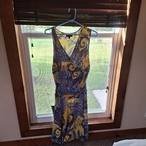 Yellow and Purple Paisley Women's Dress